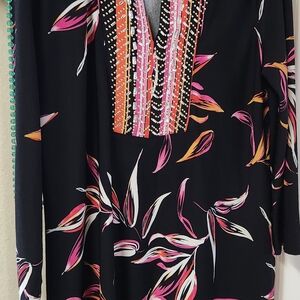 Peck & Peck Black Floral Blouse